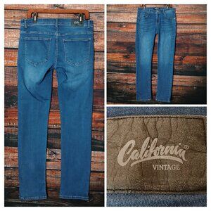 California Vintage Jeans Size 32 Slim Straight Blue Denim Stretch Distressed